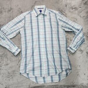 Footjoy Performance Stretch Dress Shirt Blue Grey Check Size S